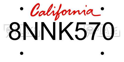 8NNK570 California License Plate