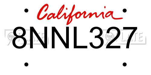 8NNL327 California License Plate