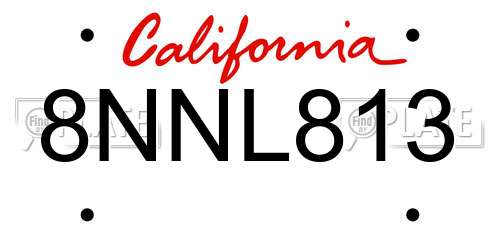 8NNL813 California License Plate