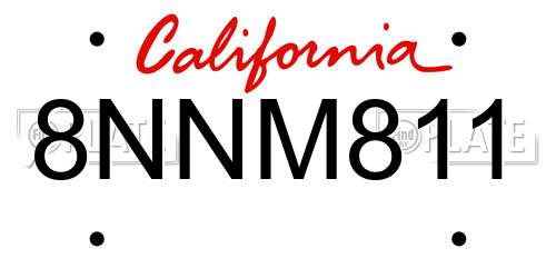 8NNM811 California License Plate