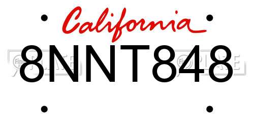 8NNT848 California License Plate