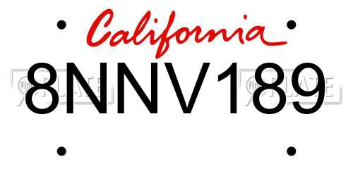 8NNV189 California License Plate