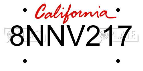 8NNV217 California License Plate