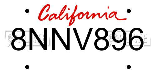 8NNV896 California License Plate