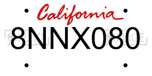 8NNX080 California License Plate