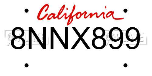 8NNX899 California License Plate