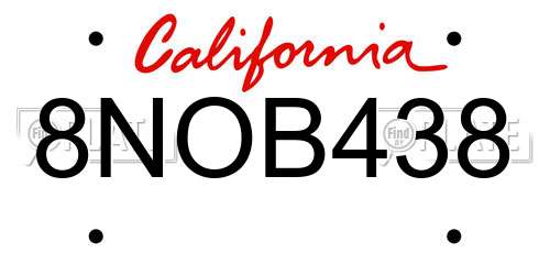 8NOB438 California License Plate