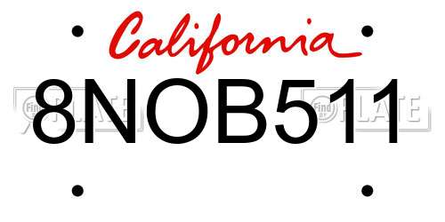 8NOB511 California License Plate