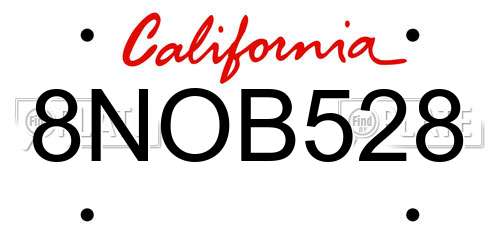 8NOB528 California License Plate