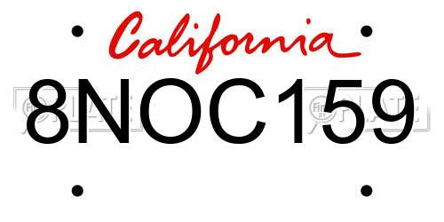 8NOC159 California License Plate