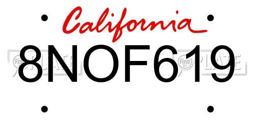 8NOF619 California License Plate