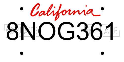 8NOG361 California License Plate