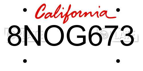 8NOG673 California License Plate