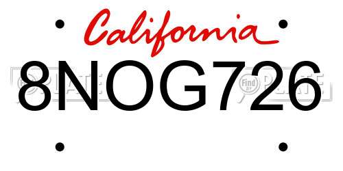 8NOG726 California License Plate