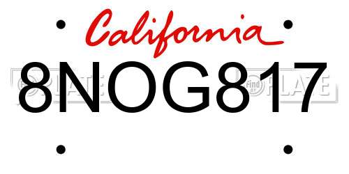 8NOG817 California License Plate