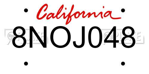 8NOJ048 California License Plate
