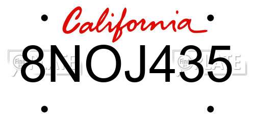 8NOJ435 California License Plate