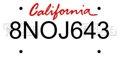 8NOJ643 California License Plate