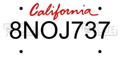 8NOJ737 California License Plate