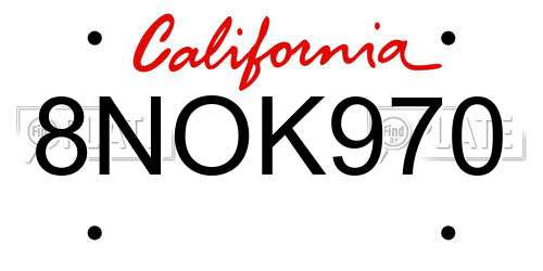 8NOK970 California License Plate
