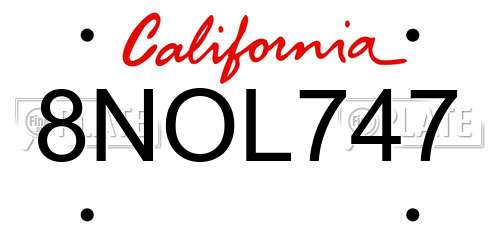 8NOL747 California License Plate