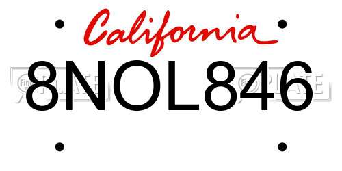 8NOL846 California License Plate