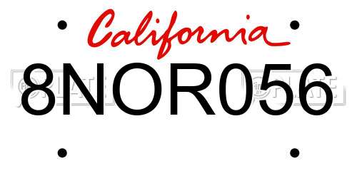 8NOR056 California License Plate