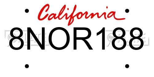 8NOR188 California License Plate