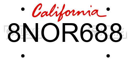 8NOR688 California License Plate