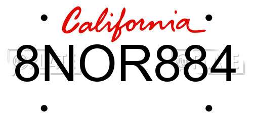 8NOR884 California License Plate