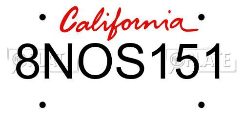 8NOS151 California License Plate