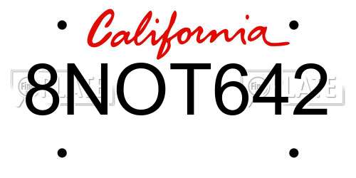 8NOT642 California License Plate