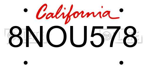 8NOU578 California License Plate