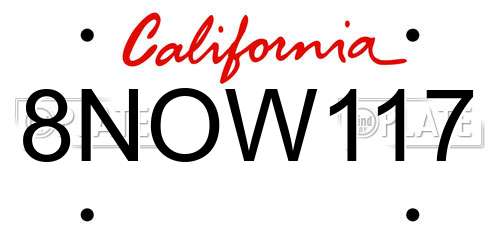8NOW117 California License Plate