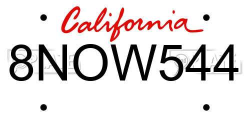 8NOW544 California License Plate