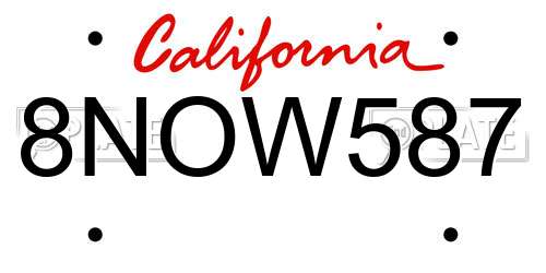 8NOW587 California License Plate
