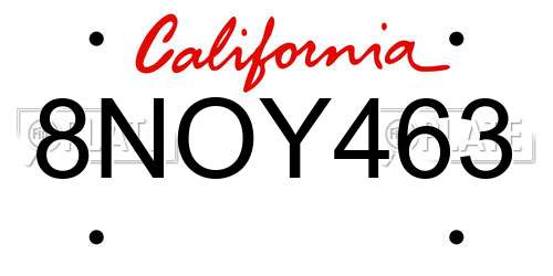 8NOY463 California License Plate