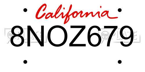 8NOZ679 California License Plate