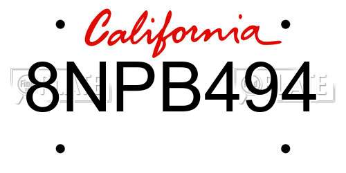 8NPB494 California License Plate