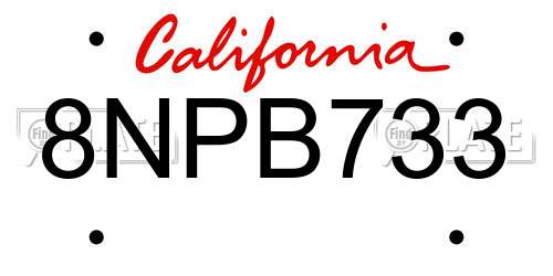 8NPB733 California License Plate