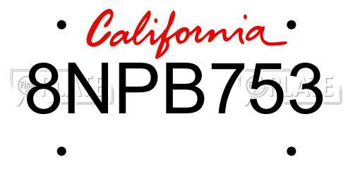 8NPB753 California License Plate