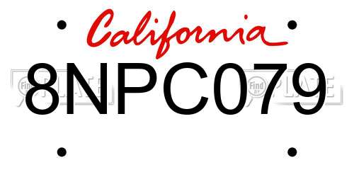8NPC079 California License Plate