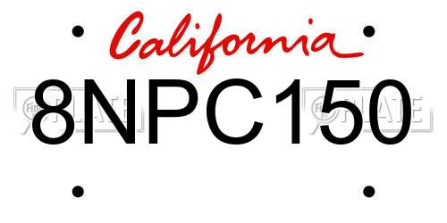 8NPC150 California License Plate