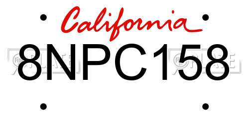 8NPC158 California License Plate