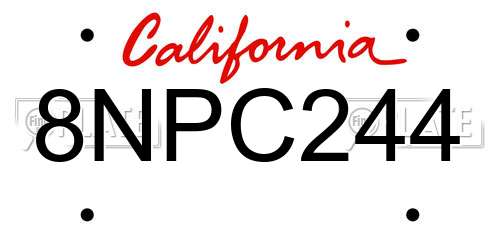 8NPC244 California License Plate