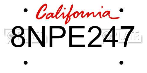 8NPE247 California License Plate