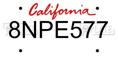 8NPE577 California License Plate