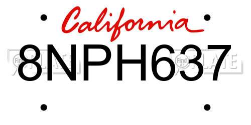 8NPH637 California License Plate
