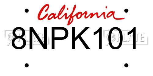 8NPK101 California License Plate