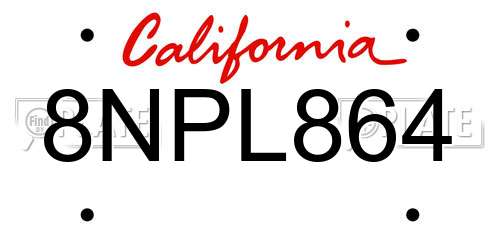 8NPL864 California License Plate